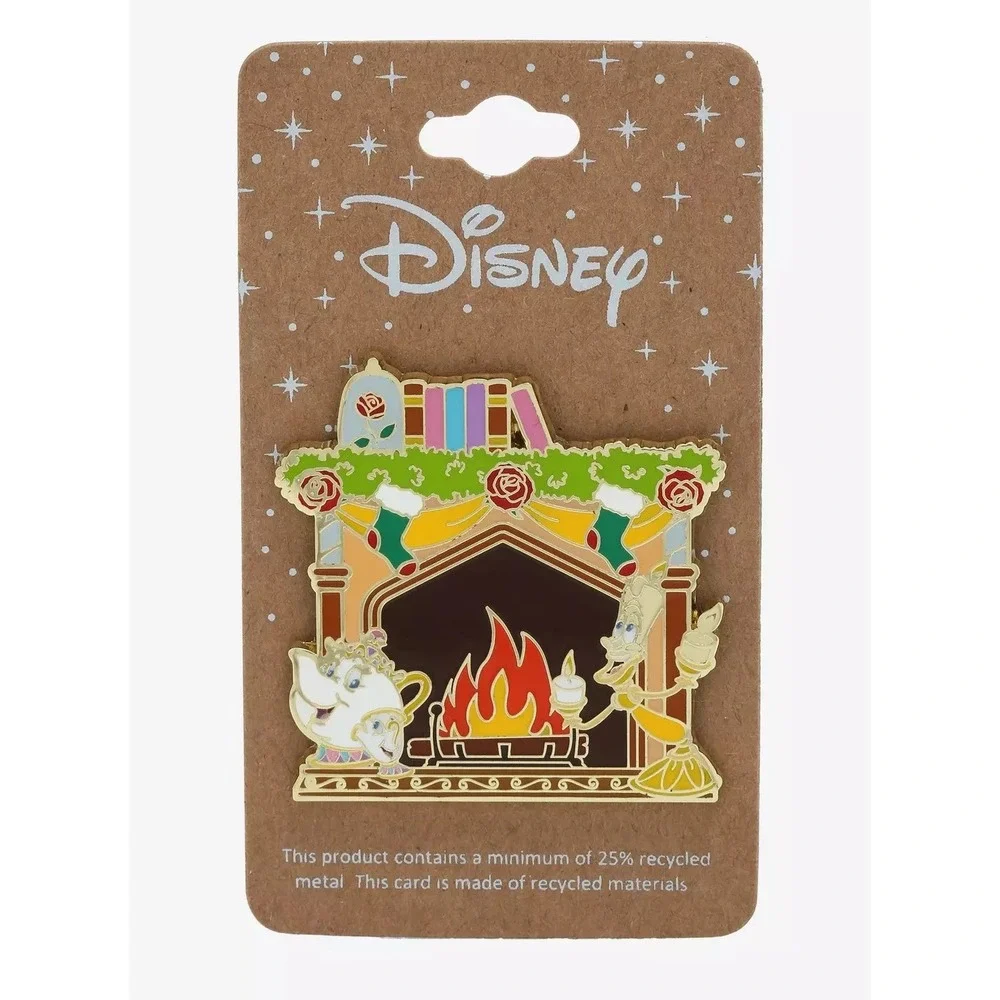 Disney Pin - Christmas Holiday Fireplace Mantle Beauty and the Beast